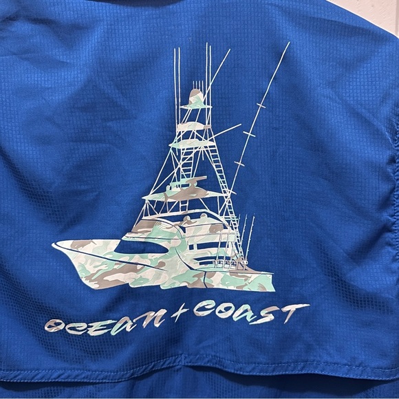 Boys Blue Short Sleeve Shirt Ocean Coast Fishing Shirt - Picture 7 of 9